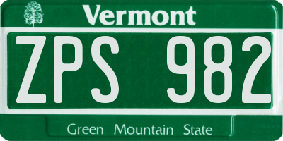 VT license plate ZPS982