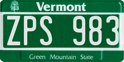 VT license plate ZPS983
