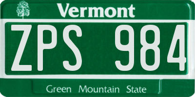 VT license plate ZPS984