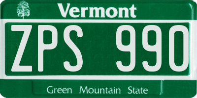 VT license plate ZPS990