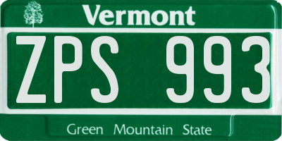 VT license plate ZPS993