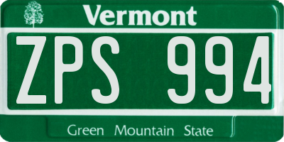 VT license plate ZPS994