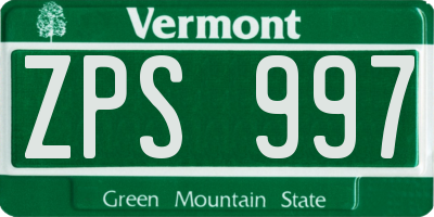 VT license plate ZPS997