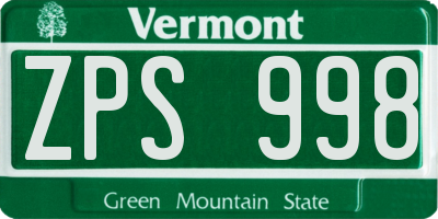VT license plate ZPS998