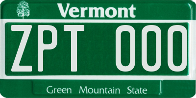 VT license plate ZPT000