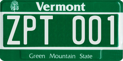 VT license plate ZPT001