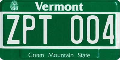 VT license plate ZPT004