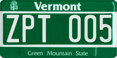 VT license plate ZPT005