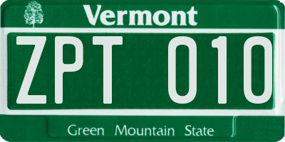 VT license plate ZPT010