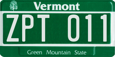 VT license plate ZPT011