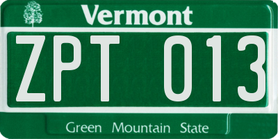 VT license plate ZPT013