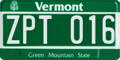 VT license plate ZPT016