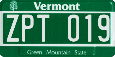 VT license plate ZPT019