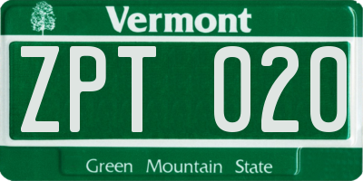 VT license plate ZPT020