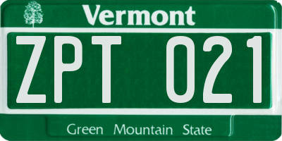 VT license plate ZPT021