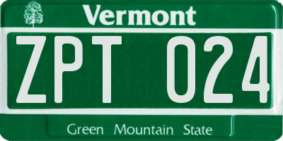 VT license plate ZPT024