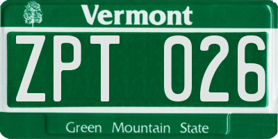VT license plate ZPT026