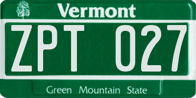 VT license plate ZPT027