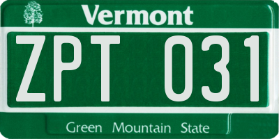 VT license plate ZPT031