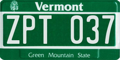 VT license plate ZPT037