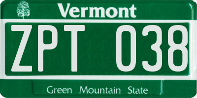 VT license plate ZPT038