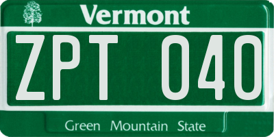 VT license plate ZPT040