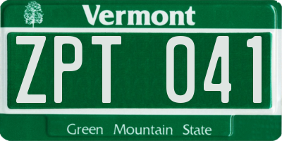 VT license plate ZPT041