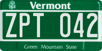 VT license plate ZPT042