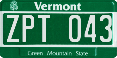 VT license plate ZPT043