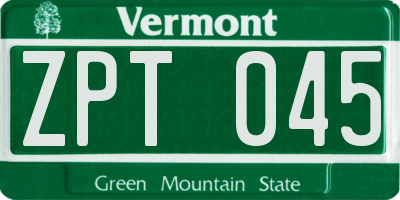 VT license plate ZPT045