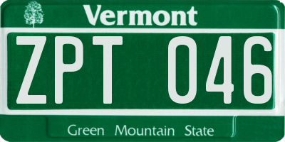 VT license plate ZPT046