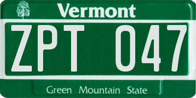 VT license plate ZPT047