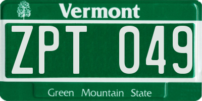 VT license plate ZPT049