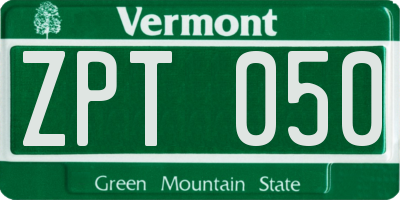 VT license plate ZPT050