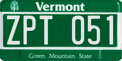 VT license plate ZPT051