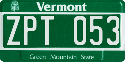 VT license plate ZPT053