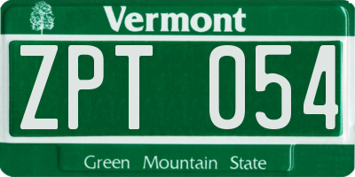 VT license plate ZPT054