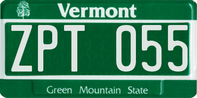 VT license plate ZPT055
