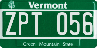 VT license plate ZPT056