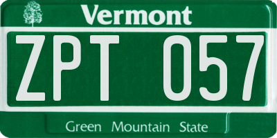 VT license plate ZPT057