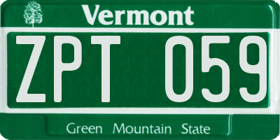 VT license plate ZPT059
