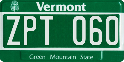 VT license plate ZPT060