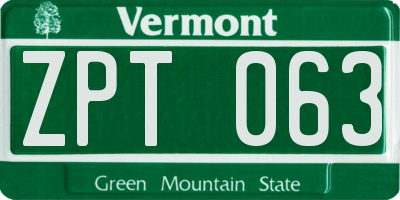 VT license plate ZPT063