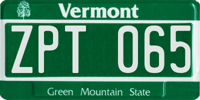 VT license plate ZPT065