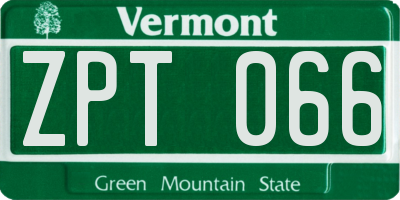VT license plate ZPT066