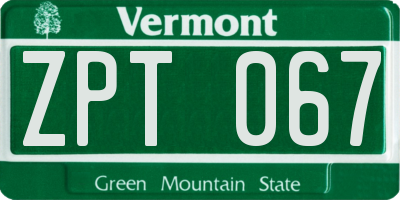 VT license plate ZPT067