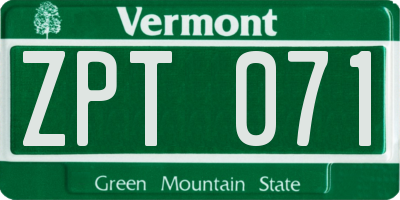 VT license plate ZPT071