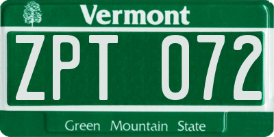 VT license plate ZPT072