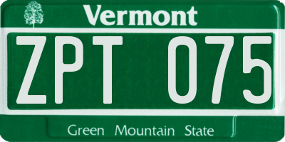 VT license plate ZPT075