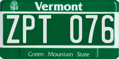 VT license plate ZPT076